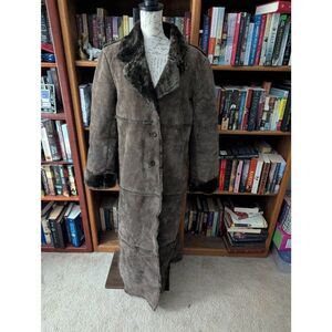 Vintage Brandon Thomas Women's Large 100% Genuine Leather Overcoat Trench Coat